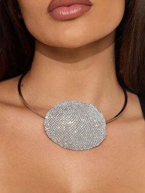 Crystal Pavé Silver Statement Choker Necklace
